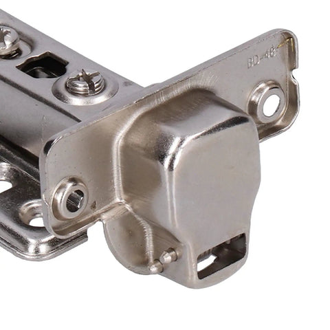 Close-up of Quiet Close 103 Degree Cabinet Hinge, aluminum frame, showing silent spring mechanism for smooth, no slam closings.