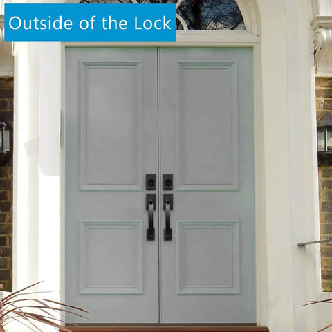 Double Front Door Lock Set With Dummy Handle, Built To Last Heavy Duty Adjustable Lever, Keyed Entry Deadbolt, Matte Black Finish