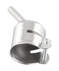 45 Degree Curved Angle Nozzle For 850 Series Hot Air Rework Station, stainless steel, side view showing clamp and open end