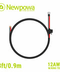 3ft 12AWG cable with ring terminal for 10BB 150W 12V Monocrystalline Solar Panel Kit With 15A MPPT Controller Off Grid