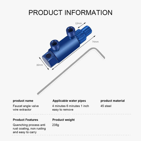 Upgraded Adjustable Broken Bolt Extractor With Reverse Flute For Stripped Faucets And Snapped Pipe Threads Fits One Half Inch Three Quarter Inch And One Inch Pipes Hex Drive Compatible Anti Rust Coating Pro Grade DIY Friendly Plumbing Tool, blue steel