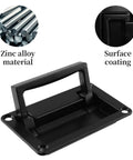 Recessed Flush Pull Handle With Mounting Screws Black Zinc Alloy For Deck Hatch and Toolbox, showing zinc alloy and coating details.