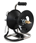 Killer Heavy Duty Workhorse Rotating Water Spray Featuring One Hundred Foot Telescopic Manual Hose Reel, metal and plastic construction.
