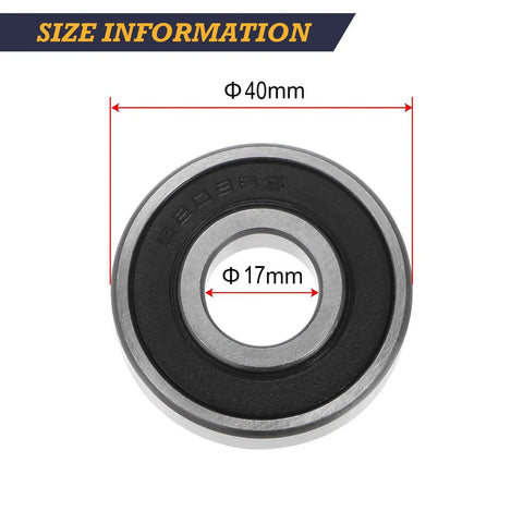 6203RS Deep Groove Ball Bearings 5 Pack Double Rubber Sealed Pre Lubricated 17x40x12mm size information