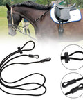 Riding Ready Horse Reins 3m Adjustable Training Rope With Elastic Neck Stretcher Bridles For Horses Black, used on horse
