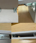 Heavy Duty Self Locking Folding Table Leg Hinges And Cold Rolled Steel Angle Braces For Sofa Beds Locks Solid At Ninety Degrees Table Supports Four Pair Set Sleek Hidden Build close-up of durable metal hinges mounted on wooden surfaces