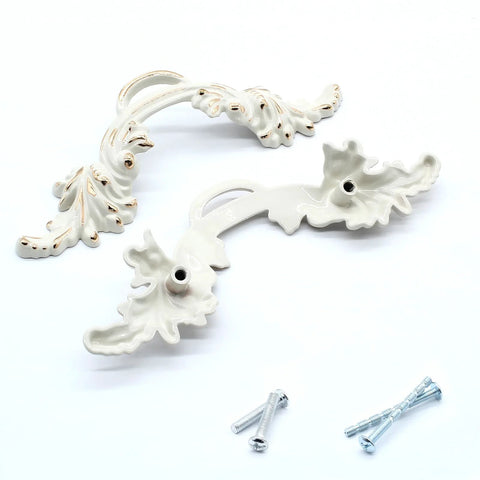 Six Piece Vintage Cabinet Handles Set For European Style Shabby Chic Furniture Drawer Pulls White And Gold Edge Zinc Alloy