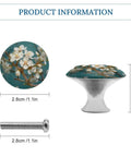 Fresh White Flower Round Cabinet Knobs 2 Pack With Screws Stainless Steel Kitchen Drawer Pulls with floral design and dimensions.