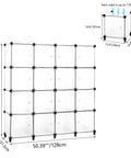 Sixteen Cube Modular Storage Organizer With Doors DIY Book Shelf Cubbies Cabinet For Living Room Bedroom And Office White