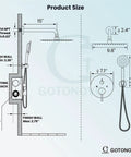 Rainfall Shower System With 10 Inch Round Showerhead And Handheld High Pressure Faucet Set Brushed Nickel Finish Includes Rough In Valve diagram