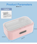 Compact Ultrasonic Cleaning Machine For Sparkling Jewelry, Glasses, Watches, And Delicate Items with adapter, pink design, 400ml tank.