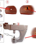 Leather Rivet Kit With Pliers Pro Grade 6mm Copper Tubular Rivets, 180 Sets In 3 Colors showing installation steps.