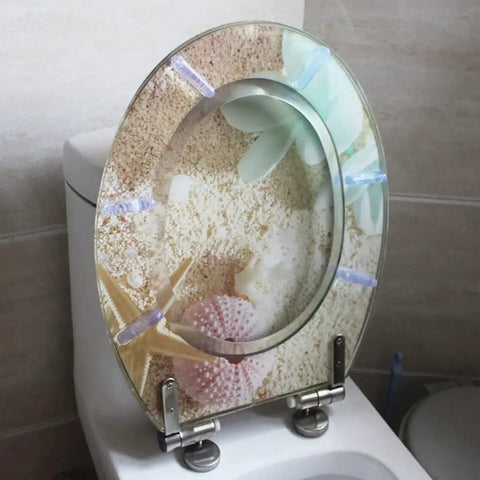 Heavy Duty Resin Toilet Seat Cover With Slow Close Lid Universal Fit Bathroom Upgrade Quick Snap Setup Smooth Water Repellent Finish Built Tough For Everyday Use, decorative beach theme.