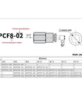 Super Cool 10pcs Pneumatic Air Connector Fittings Kit With PCF Thread Variety In 1/8 1/4 3/8 And 1/2 Inch NPT For All Your Awesome DIY Projects And Heavy Duty Garage Repairs Today thread chart for brass PCF8-02 fitting, PT sizes, unit mm