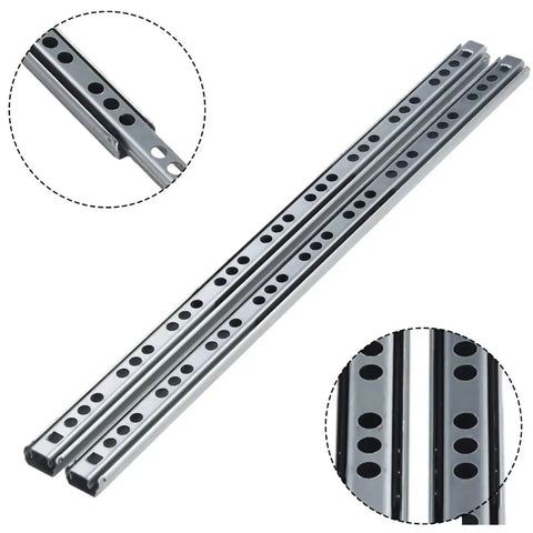 Two Way Smooth Glide Drawer Slides 17mm Wide 8 To 17 Inch Length 2 Pack, featuring full extension rails and multiple holes for mounting.