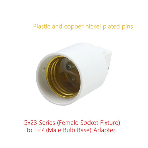 4 Pack GX23 To E27 Light Socket Adapters Converter In Line Lamp Holder 2 Pin Base Flame Retardant PBT Construction With Copper Nickel Pins For Durable Contact And Easy Plug And Play No Tools Needed White