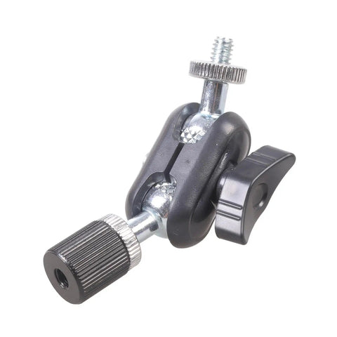 Premium Aluminum Alloy Miniature Ball Head With 1/4 Inch Female To Female Connector Offering 360 Degree Rotation and Super Smooth Swivel.