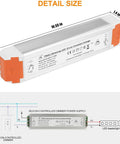 120W Dimmable LED Power Supply 110V AC To 12V DC Transformer Driver with ultra quiet fanless design, diagram and dimensions