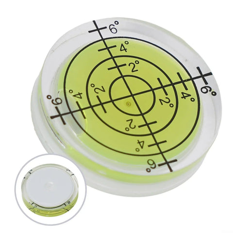 Ehlivhall 32Mm Round Bubble Level, High Precision For Acrylic with fluorescent yellow-green liquid for accurate readings.