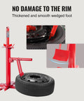 Manual Tire Changer And Bead Breaker Set For 8 To 16 Inch Tires Portable Hand Mount Tool shown dismounting a tire safely.