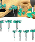 Floweringbeter 50mm three-edged hole opener cutter with hex shank for woodworking; teal-green color, multiple units