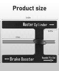 Brake adjustment tool, black CNC aluminum T-bar with silver pushrod; labeled Master Cylinder and Brake Booster.