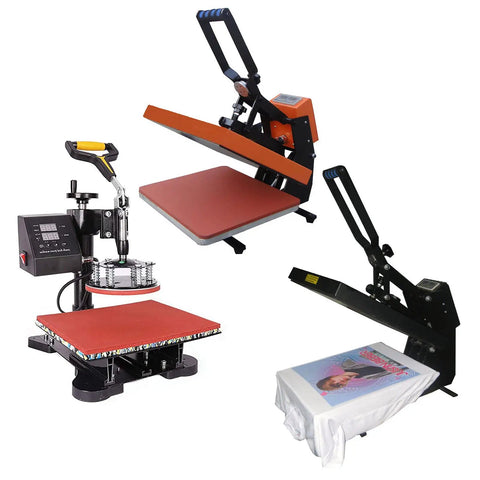 Premium 15x15 Inch Silicone Heat Press Pad Mat 0.3 Inch Thick Red displayed on heat press machines for even transfers.