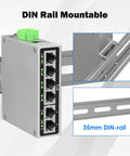Rugged Industrial 4 Port Full Gigabit PoE Switch With 60W UL Power Supply 2 Gigabit Uplink Ports DIN Rail Mount
