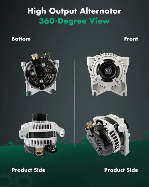 Drop-In Replacement 12V 155Amp CW Alternator Fits Ford Crown Victoria 2009 and various models, 360-degree view.
