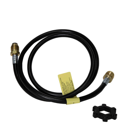 Five Foot Propane Hose Assembly For Disposable Cylinders To 20 Pound Tank, 9000 BTU, Brass Fittings, Hand Tighten Swivel On Both Ends