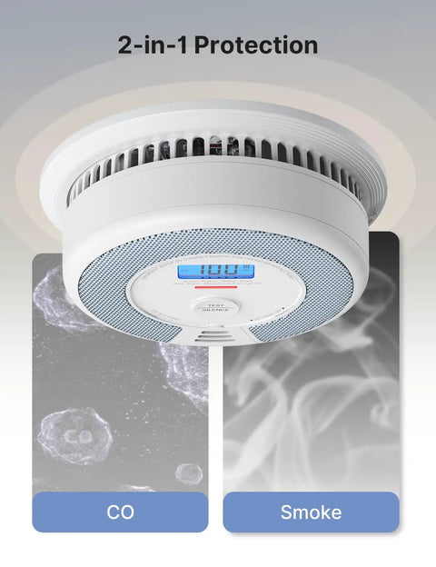 Wireless Smoke and CO Detector System XP0H-WN 3-Pack With Interconnected Alarms, No WiFi Needed, ceiling-mounted dual sensor