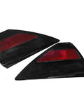 No Sweat Drop In Pair Of Red Rear Bumper Reflectors Covers For Tesla Model 3 And 2019 Plus Fits Model Y 2017 To 2020 angled view