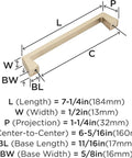 Blackrock Champagne Bronze Cabinet Pull With 6 5/16 Inch Hole Spacing and smooth design, 7¼ inch size for kitchen or vanity use.