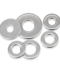 304 Stainless Steel Flat Washers Set And Assortment Kit M1.6 To M30, Heavy Duty Large Size Spacers For Even Load Distribution, Corrosion Resistant Hardware For DIY Projects And Industrial Fasteners, assorted flat washers