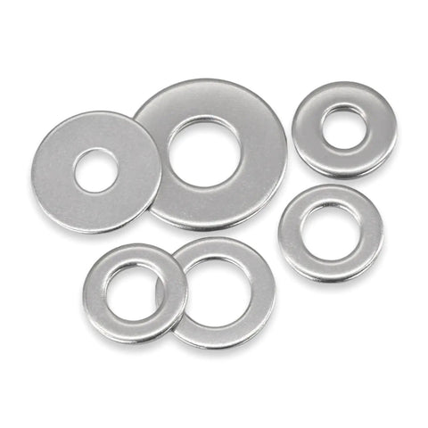 304 Stainless Steel Flat Washers Set And Assortment Kit M1.6 To M30, Heavy Duty Large Size Spacers For Even Load Distribution, Corrosion Resistant Hardware For DIY Projects And Industrial Fasteners, assorted flat washers