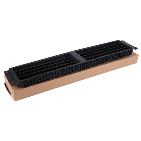 Lower Active Radiator Shutter Assembly With Actuator Fits Chevy Malibu on a cardboard base, designed for easy installation.