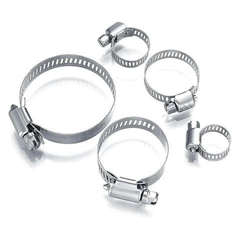 Heavy Duty Stainless Steel Hose Clamps Kit, Thirty Two Pack, Adjustable From One Quarter Inch To Two Inches, Six To Fifty One Millimeters