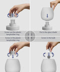 Assembly guide for Compact Bedside Lamp With 3 Way Dimmable Touch Control, showing opal glass shade and bulb installation process.
