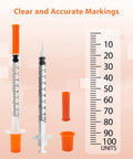 30 Pack U-100 1ml 30G 5/16 Inch 8mm Syringes With Needle, Individually Sealed And Leak-Proof, Sterile Medical Grade For Insulin Dosing And Small Medical Procedures, clear dose markings