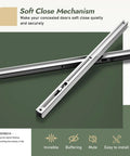White Concealed Sliding Barn Door Kit soft close mechanism in silver, designed for quiet operation in interior spaces.