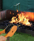 Badass Heavy Duty Oak Wood Fire Bellow For Starting Campfires And Grilling Coals Fast With A Dope Grip, 19 x 8 inch, igniting flames.