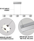 5 Light LED Pendant Chandelier for Kitchen Island, brushed nickel and chrome finish, adjustable arms, close-up details