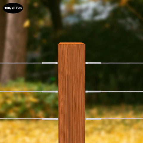 Wood post with cable railing using No Fuss All In One 100 Pack Swage Lag Screws Stainless Steel T316 Left And Right Handed
