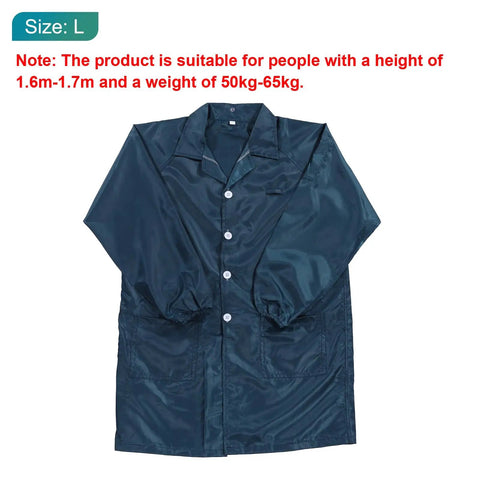 Bust Some Static With This Heavy Duty Esd Work Coat Featuring A Smart Lapel Collar And Snug Cuffs For Guys And Gals Who Want Bulletproof Electronics Protection In Navy Blue Large, front view.