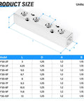 3 Way 5 Port Pneumatic Manifold Aluminum Block With 1/2 Inch NPT Input And 1/4 Inch NPT Output For Air Distribution And Exhaust dimension chart
