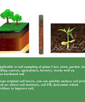 3D soil cross-section, soil probe, and plant sprout with text about soil sampling benefits for the 12 Inch Pro Grade Soil Sample Probe With T Handle For Easy Soil Testing And Sampling Soil Sampler Tool For Lawn Garden Farm Precise Soil Probe Kit For Moisture Depth And Layer Analysis.
