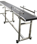 Industrial Drive Conveyor Belt With Adjustable Speed, Flat Black PVC Belt 15.7 By 118 Inches, Stainless Steel Frame, 110V 250W