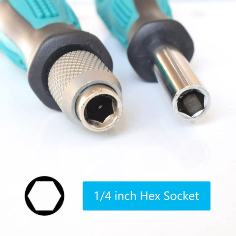 2 Piece One Quarter Inch Hex Quick Change Screwdriver Bit Holder Set With Magnetic Bit Holder And Quick Change Handle detail