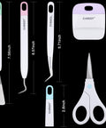 Pro Grade Craft Vinyl Weeding Tools Kit With Hook Weeder Hook Tweezers Scissors With Removable Cover Spatula And Scraper Durable Corrosion Resistant Set For Vinyl Crafting And Heat Transfer Projects, 5-piece tools with sizes