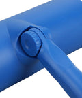 Heavy Duty 10 Inch Paint Roller With Integrated Spatter Shield For Ceilings And Walls Easy Roll Zero Drip No Mess, blue handle close-up.